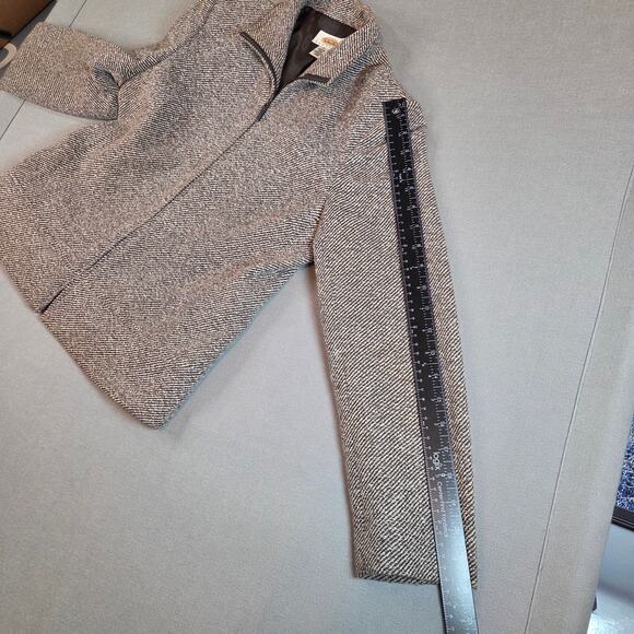 Vintage 90s Talbots Wool Silk Linen Tweed Jacket Brown Zip Front Women’s 6 - Picture 10 of 13
